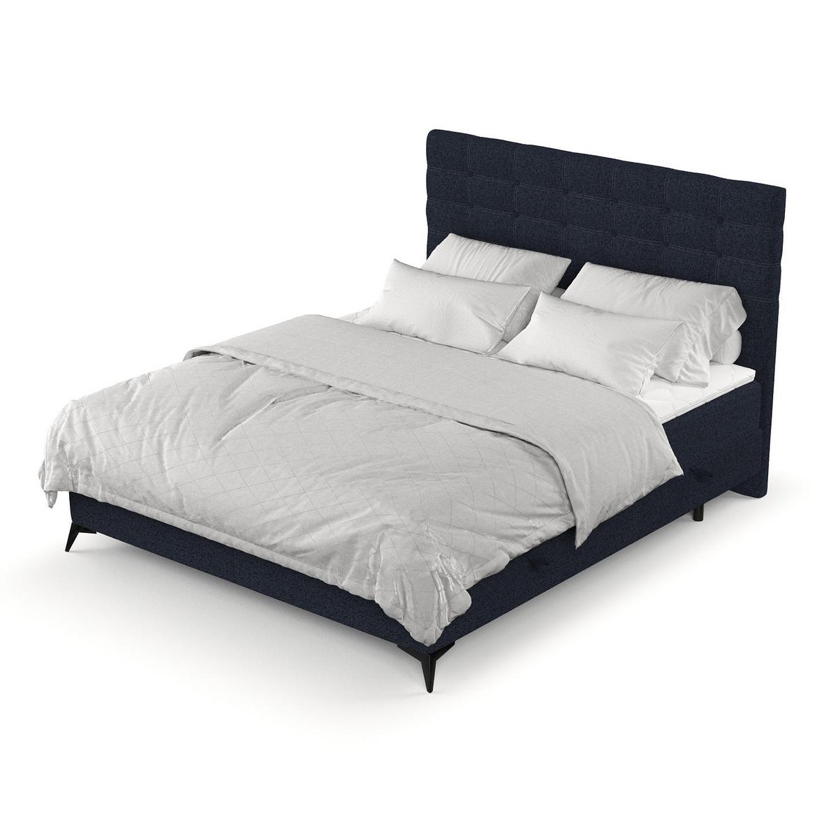 BOXBETT Niro 120/200 cm Marineblau im Riva Stoff - Schwarz/Dunkelblau, Holz/Holzwerkstoff (120/200cm) - AltaBeds