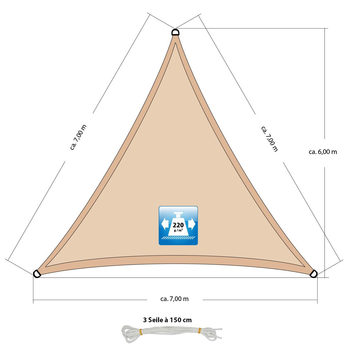 SONNENSEGEL Luftdurchlässig 700 cm Beige - Beige, Kunststoff (700/700cm) - Amanka