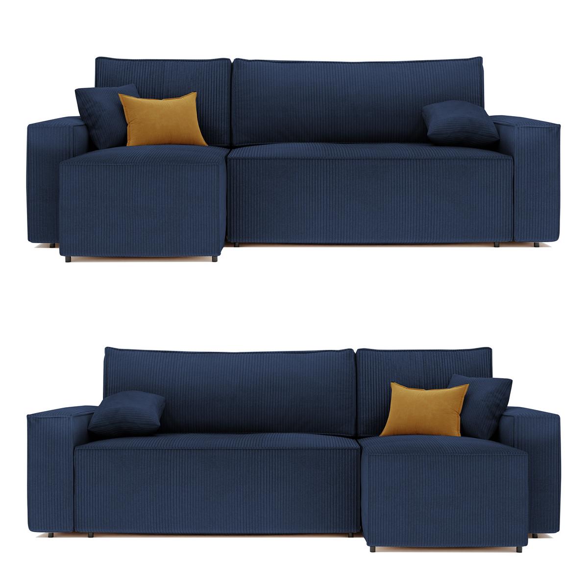 ECKSOFA Paris mit Schlaffunktion Cord - Blau, Textil (244/155cm) - Idohome