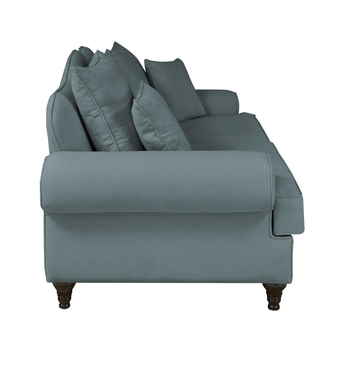 SOFA grau Landhaus, Couch 3-Sitzer 200 cm - Grau, Holz/Textil (200/95/100cm) - Furn.Design