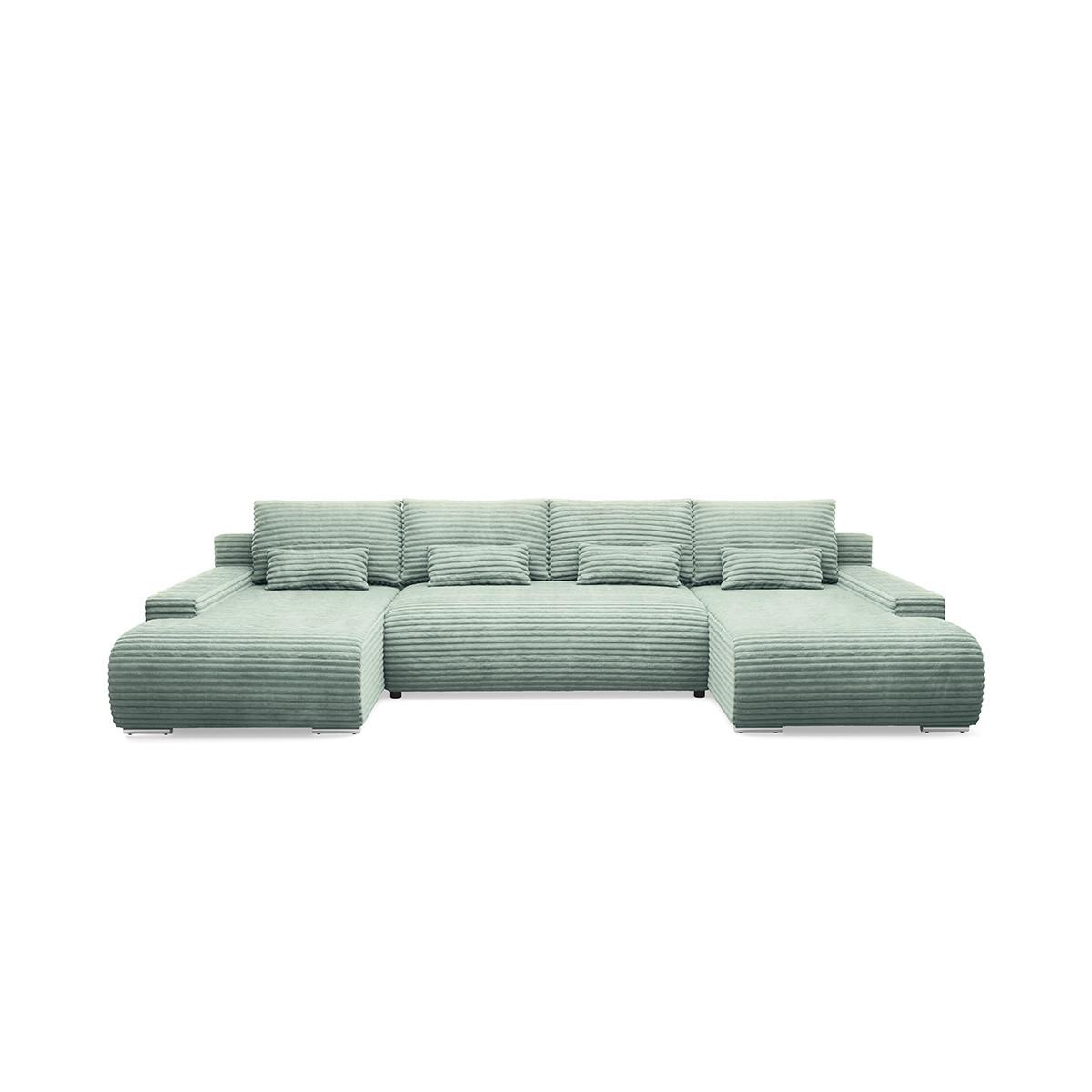 PANORAMASOFA Ivana 4 Sitzplätze Hellgrün - Grün, Holz (350/85/172cm) - Petits-meubles