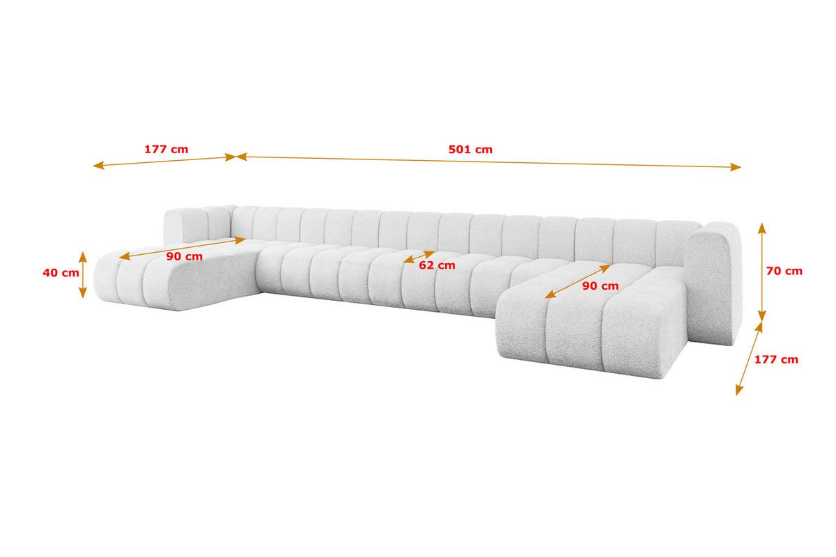 WOHNLANDSCHAFT modulares Sofa Joren-U3 - 501x177x70 cm Weiß - Weiß, Holzwerkstoff/Textil (501/70/177cm) - ALTDECOR