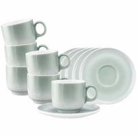 CAPPUCCINOTASSEN MIT UNTERTASSEN Sento Home Aura mint 300 ml 6er Set - Mintgrün, Keramik (0.3L) - Seltmann Weiden