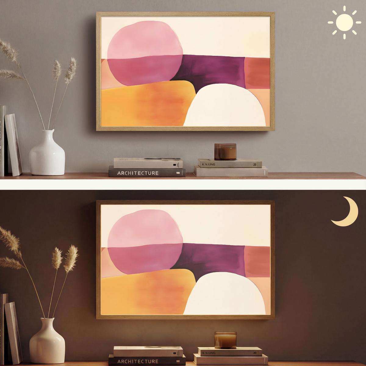 WANDLEUCHTE MIT AKKU Formen - Abstrakt - Farbenfroh 60x40 cm - Rosa, Holzwerkstoff (60/40/8cm) - OnlyWow