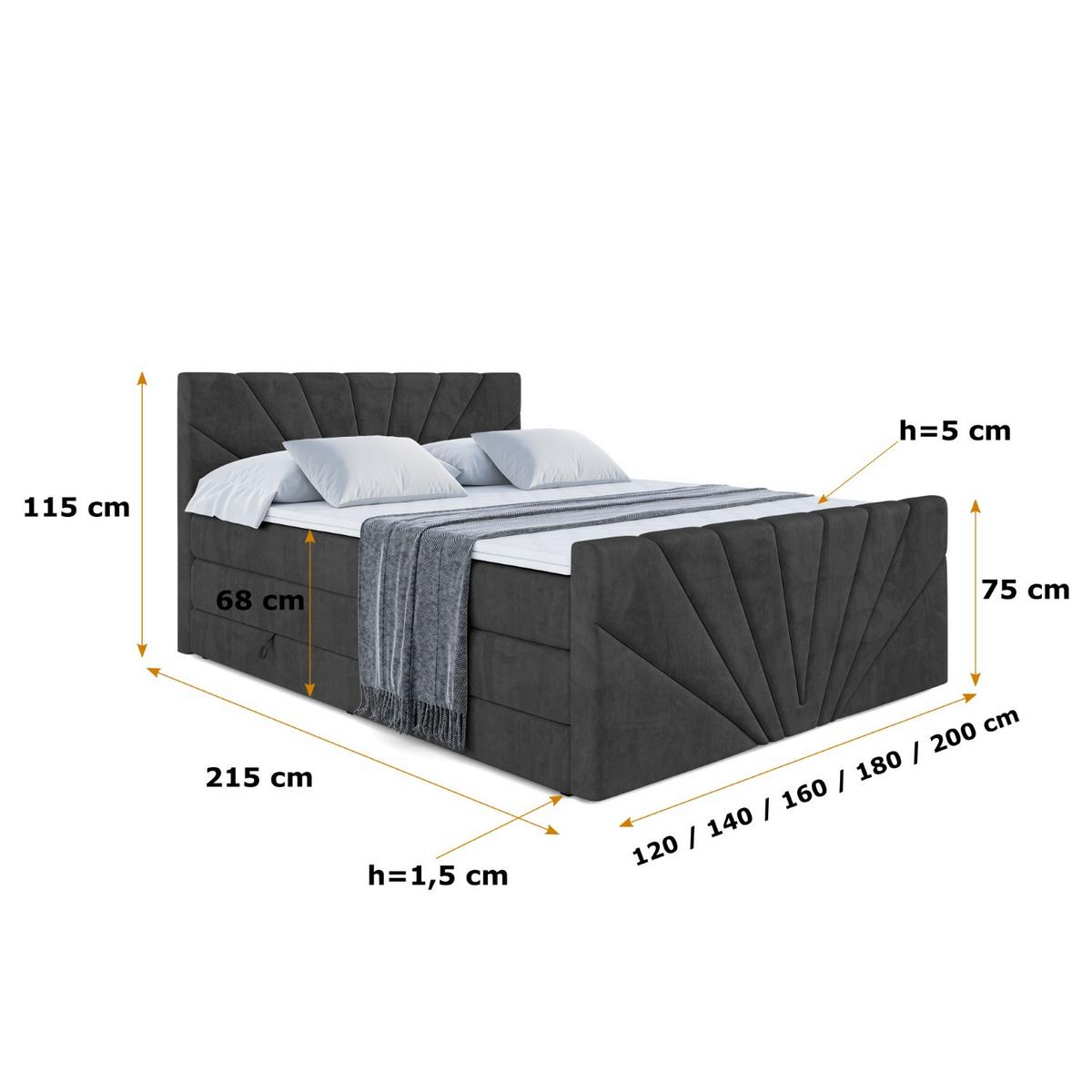 BOXSPRINGBETT MILTIO-Z KING - 140x200 - H3/H4 - Schwarz - Schwarz, Holzwerkstoff (140/200cm) - ALTDECOR
