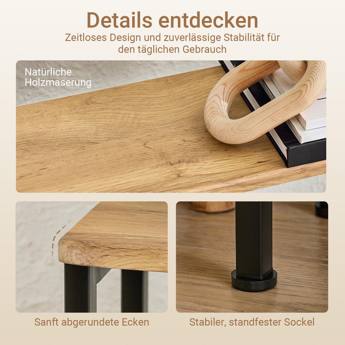 KONSOLENTISCH schmal 120x65x20cm für Flur Natur-Schwarz - Schwarz/Naturfarben, Holzwerkstoff/Metall (20/120/65cm) - SoBuy