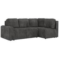ECKSOFA NESSARO COR L - Grau Cord - Rechts - Schwarz/Grau, Kunststoff/Textil (240/151cm) - MKS