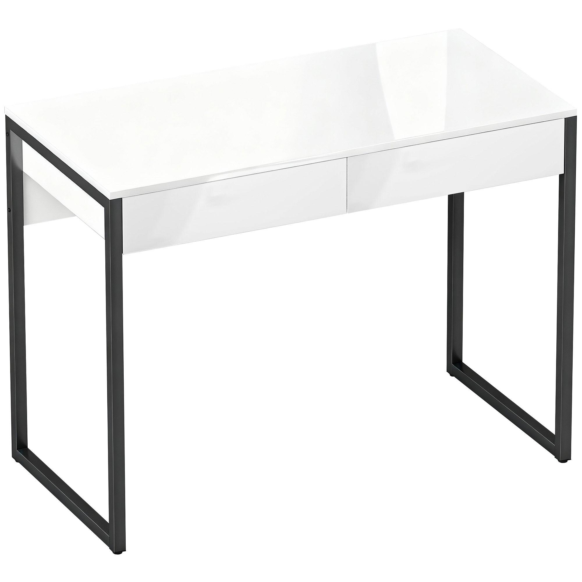 SCHREIBTISCH Stahl Holz Schwarz - Schwarz/Weiß, Holzwerkstoff/Kunststoff (100/50/75cm) - HOMCOM