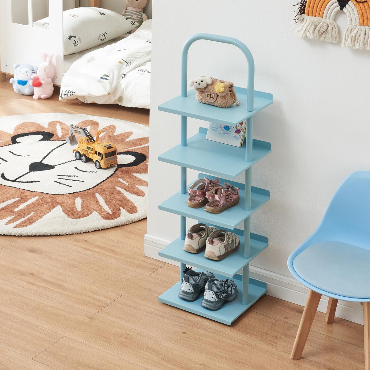 KINDERSCHUHREGAL Poytya - Blau, Metall (30/96/27cm) - [en.casa]