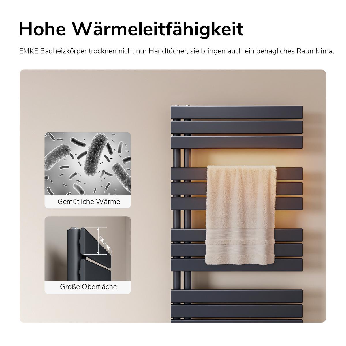HEIZKÖRPER wasserführend Anthrazit 104,1/50/5,9 cm - Anthrazit, Metall (50/104.1/5.9cm) - EMKE