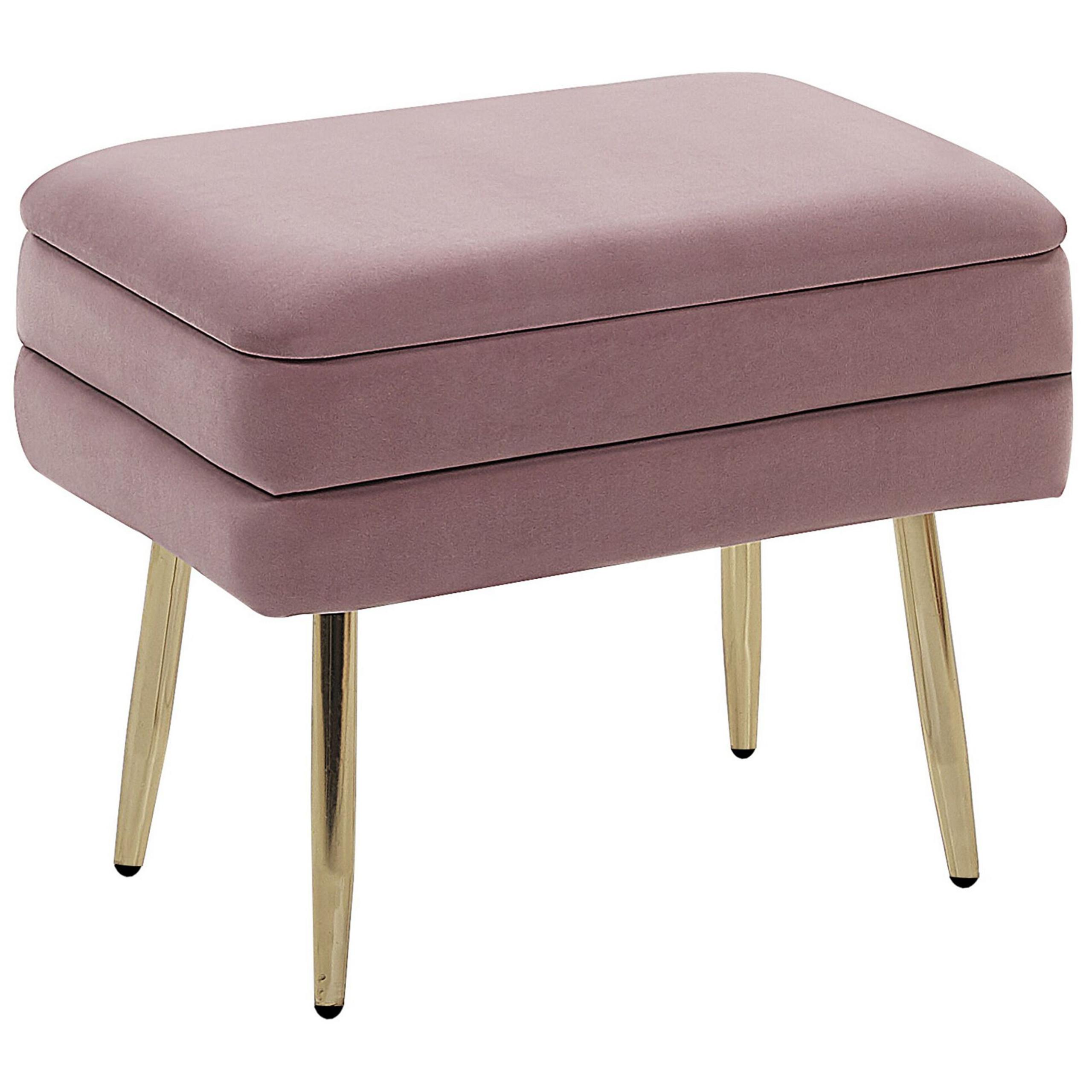TRUHENBANK Rosa Odessa - Pink/Goldfarben, Textil (49/43/34cm) - Beliani