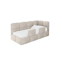EINZELLBETT Jugendbett mit Bettkasten, Links - KIVY 90x200 Beige - Beige, Holzwerkstoff/Textil (90/200cm) - ALTDECOR