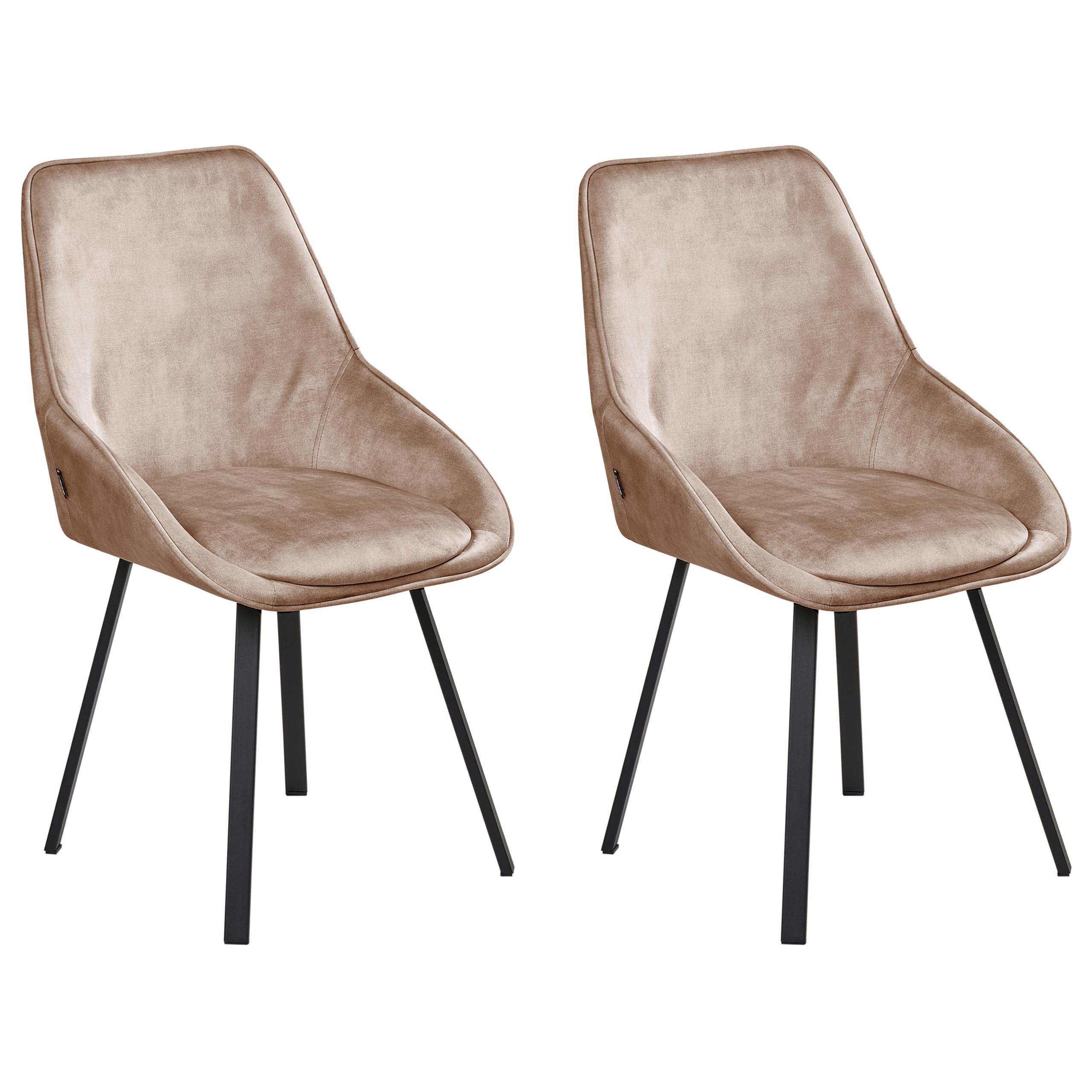 ESSZIMMERSTUHL 2er-Set drehbar Samtstoff Beige Terlton - Beige, Textil (52/89/54cm) - Beliani