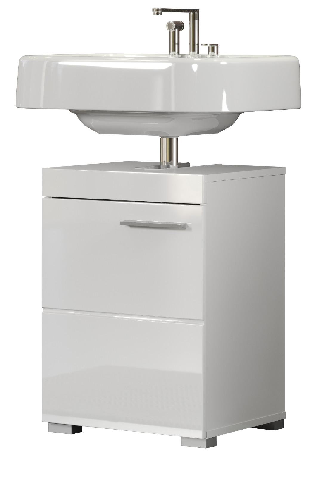 WASCHBECKENUNTERSCHRANK weiß Hochglanz 40 cm, Badschrank Türanschlag wechselbar - Weiß Hochglanz/Alufarben, Holzwerkstoff/Kunststoff (40/56/34cm) - Top.Furn