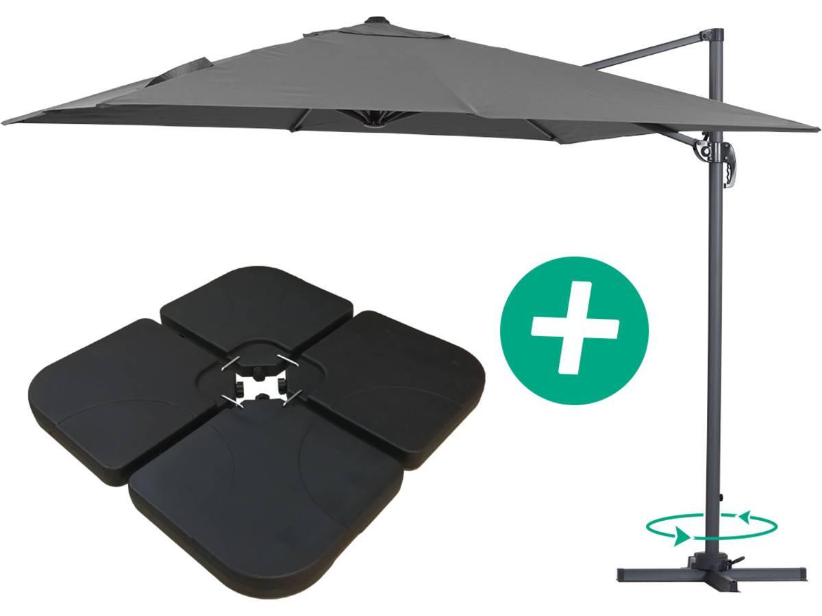 SONNENSCHIRM sun 3 Grau - Grau, Metall (300/300cm) - Habitat Garten