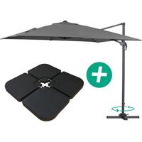 SONNENSCHIRM sun 3 Grau - Grau, Metall (300/300cm) - Habitat Garten