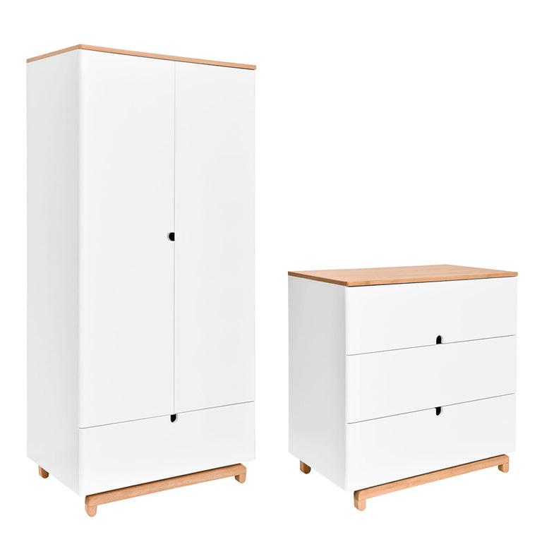 BABYZIMMER 2-teilig Weiß und Holz - Weiß, Holzwerkstoff (90/90/50cm) - Petits-meubles