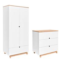 BABYZIMMER 2-teilig Weiß und Holz - Weiß, Holzwerkstoff (90/90/50cm) - Petits-meubles