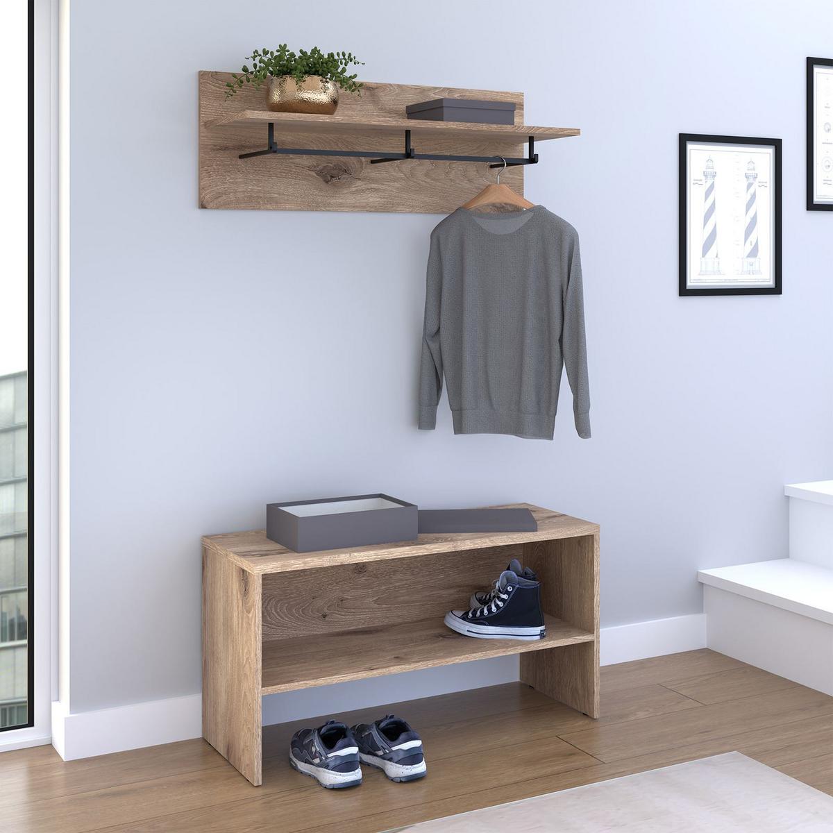 GARDEROBENSET MALEA 2 braun, Eiche - Braun, Holzwerkstoff (90/82/36cm) - IDIMEX