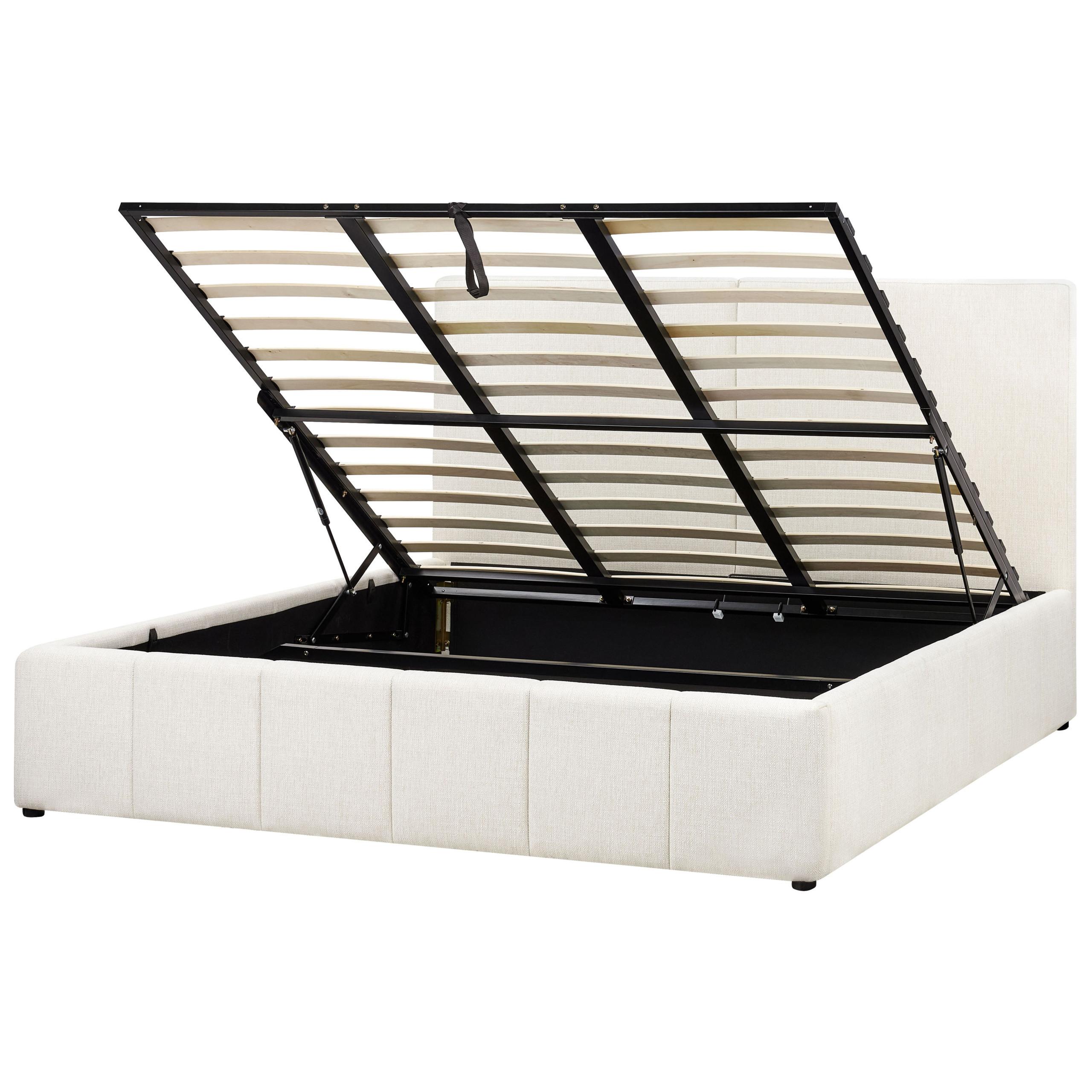 BETT mit Stauraum 180/200 cm Stoff Cremeweiß Castelnavet - Creme, Textil (180/200cm) - Beliani