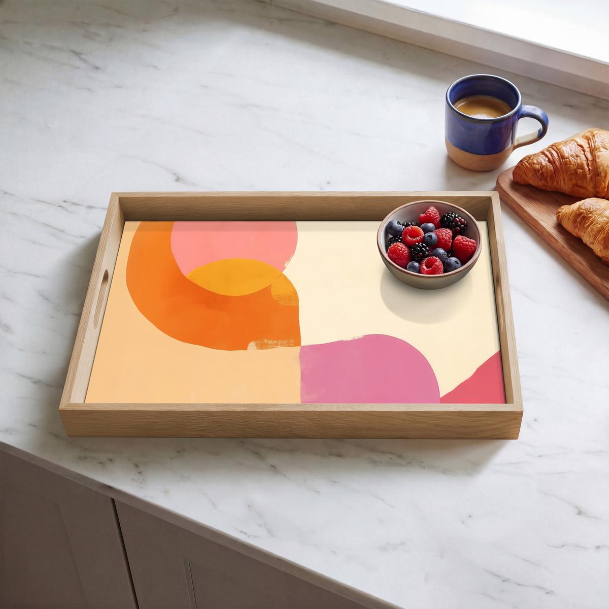 TABLETT Formen - Abstrakt - Farbenfroh 50x35 cm - Orange, Holz (50/5/5cm) - OnlyWow
