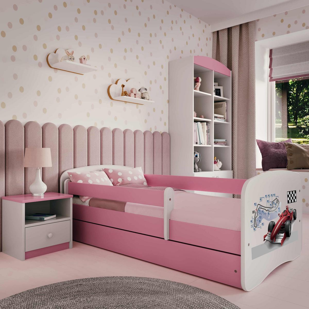 KINDERBETT Formel 1 mit Schublade und Matratze 180/80 - Rosa, Holzwerkstoff (80/180cm) - RAUMHIRSCH FURNITURE