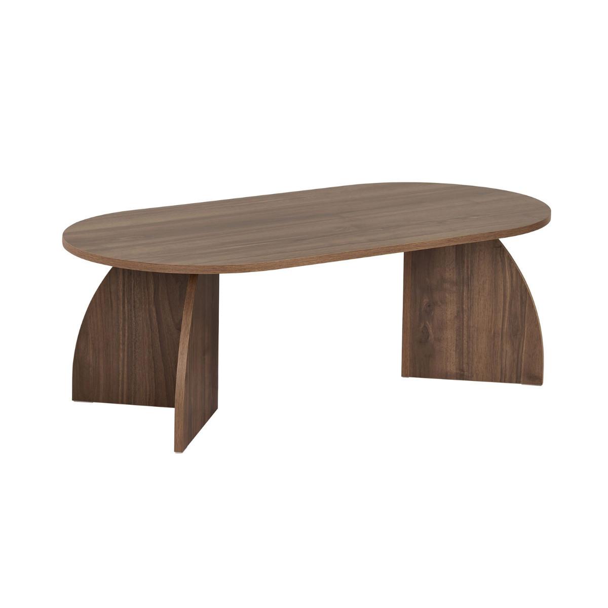 COUCHTISCH mit ovaler Tischplatte und geschwungenen Beinen 120/60/40 cm - Naturfarben, Holzwerkstoff (6.8/60/40cm) - Calicosy