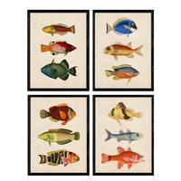 POSTER Set Mit 4 Mexikanische Totenköpfe A4 Schwarzer Rahmen - Schwarz, Papier (29.7/3cm) - Nacnic