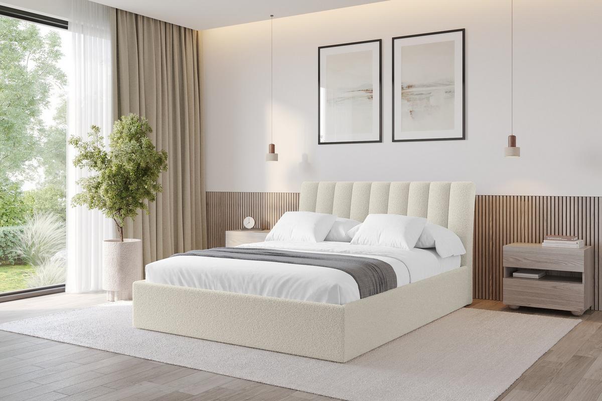 POLSTERBETT mit Bettkasten und Lattenrost, Bett mit Matratze H3/H4 - ILAN 160x200 Beige - Sandfarben, Holzwerkstoff/Textil (160/200cm) - ALTDECOR