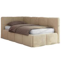 JUGENDBETT ARVO 90/200 - Beige Plüsch - ohne Matratze - Links Seite - Beige, Textil (90/200cm) - MKS