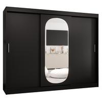 SCHIEBETÜRENSCHRANK mit Spiegel ROYAL 200/250/62 3-türig - Silberfarben/Schwarz, Holz (250/62/250cm) - MÖBEL KRYSPOL