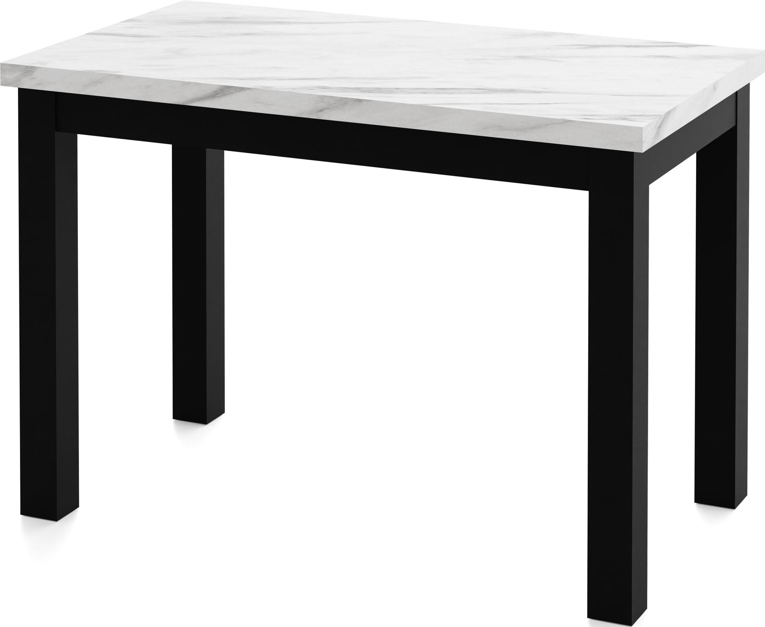 ESSTISCH Arden rechteckig, Marmor Weiß 100/60/73 cm - Ecru/Schwarz, Holz/Holzwerkstoff (60/100/73cm) - WFL GROUP