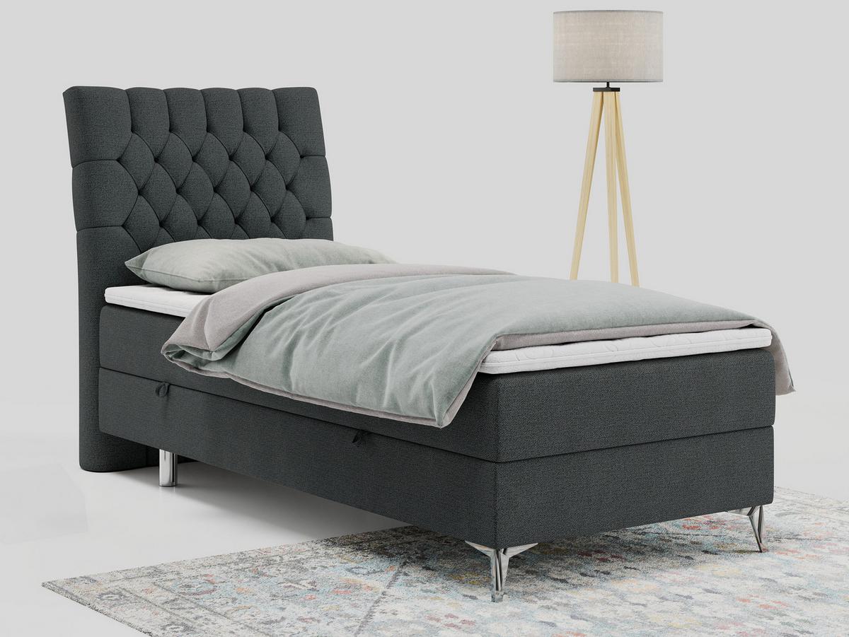 BOXBETT MILEN 90/200 Dunkelgrau Struktur - H3 - Links Seite - Dunkelgrau, Holz/Textil (90/200cm) - MKS