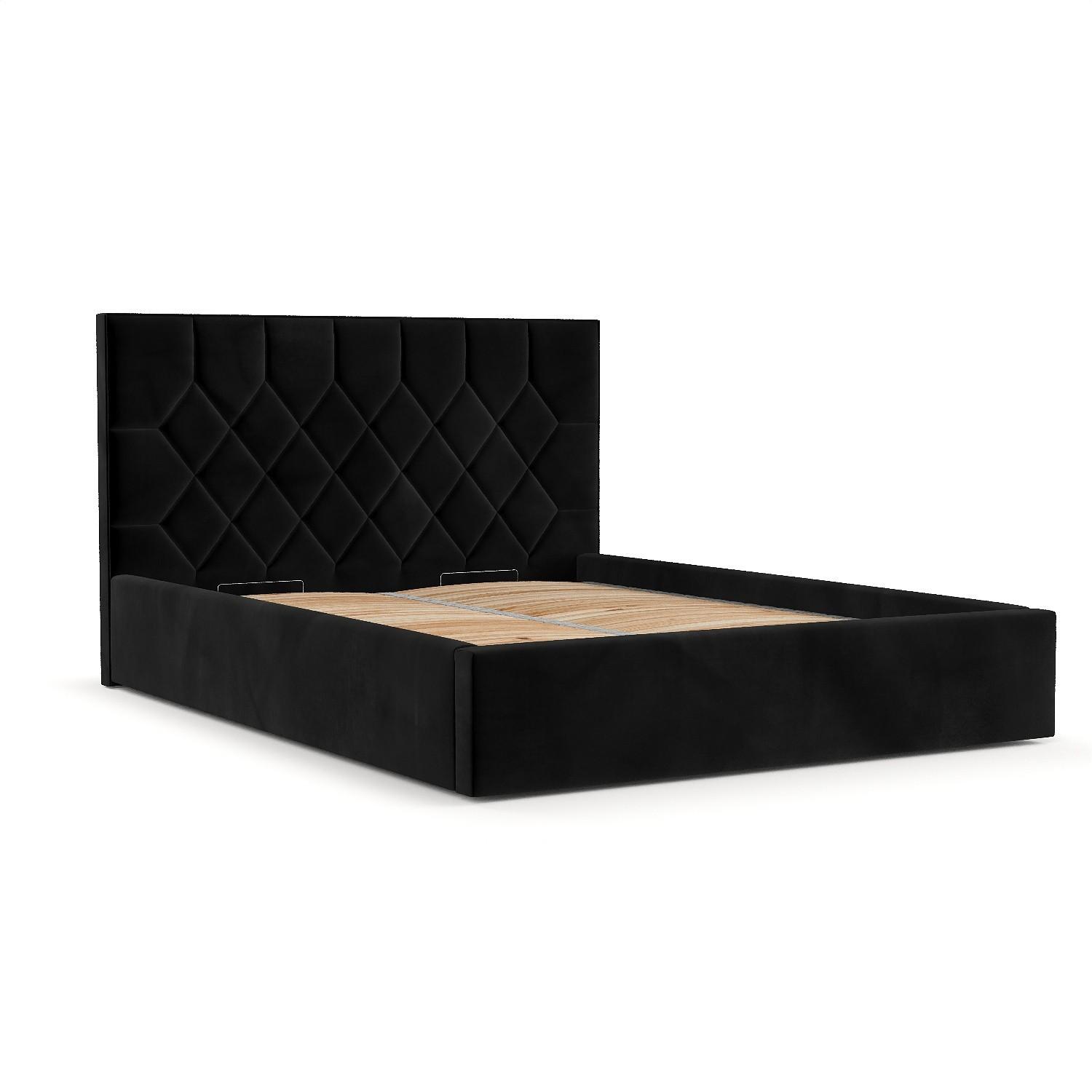 POLSTERBETT Brisa 140/200 cm Schwarz im Kronos Stoff - Schwarz/Naturfarben, Holz/Holzwerkstoff (140/200cm) - AltaBeds
