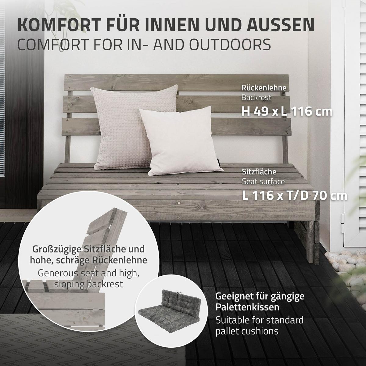 HOLZBANK - Grau, Holz (80/76.5/116cm) - ML-DESIGN
