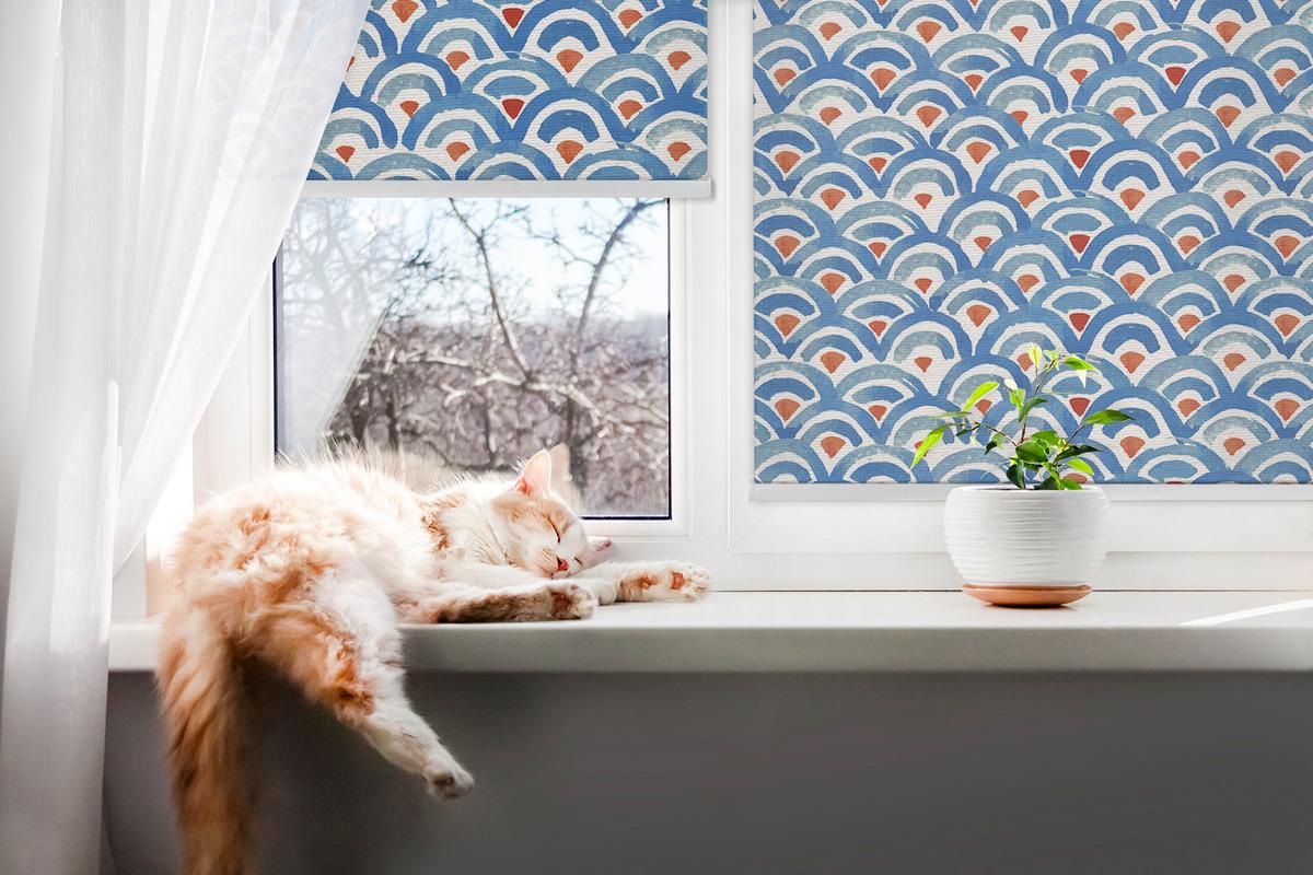 INNENROLLO - Fensterrollo - Rollo - 80x140 cm - Bunte Schuppen - Blau, Kunststoff (80/140/0.5cm) - TULUP