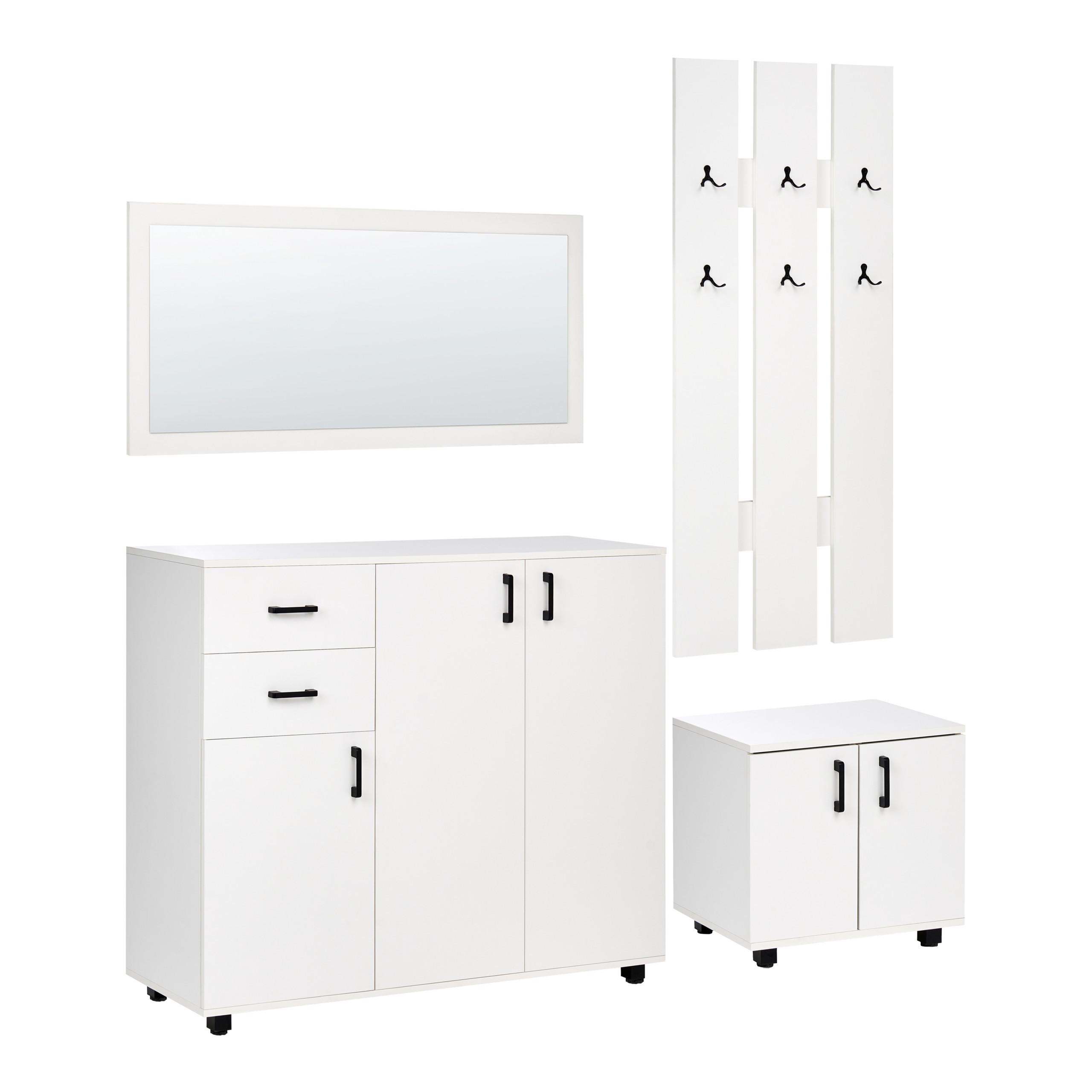 FLUR-SET Weiß Burra - Weiß, Holzwerkstoff (113/97/37cm) - Beliani