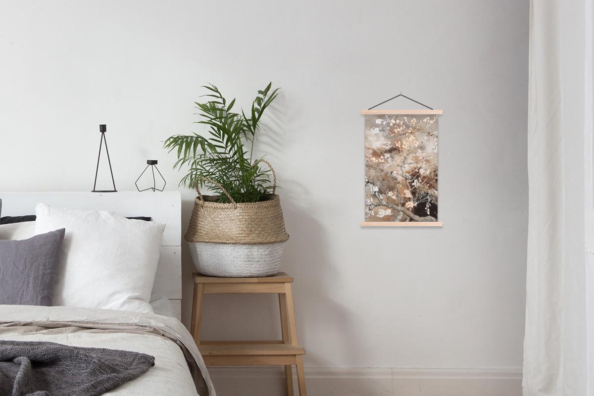 POSTER MIT MAGNETLEISTEN Mandelblüte - Kunst - Van Gogh - Beige - Abstrakt Deko Wohnzimmer 40x60 cm - Braun, Textil (40/60/0.15cm) - MuchoWow