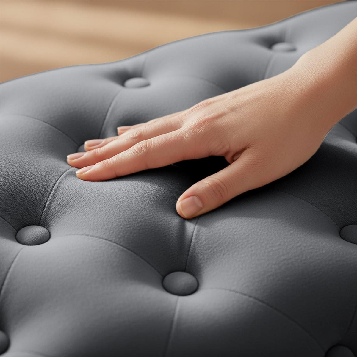 POLSTERBANK mit Samt - Optik Graphit 42/41/42 - Dunkelgrau, Textil (80/41/42cm) - RAUMHIRSCH FURNITURE