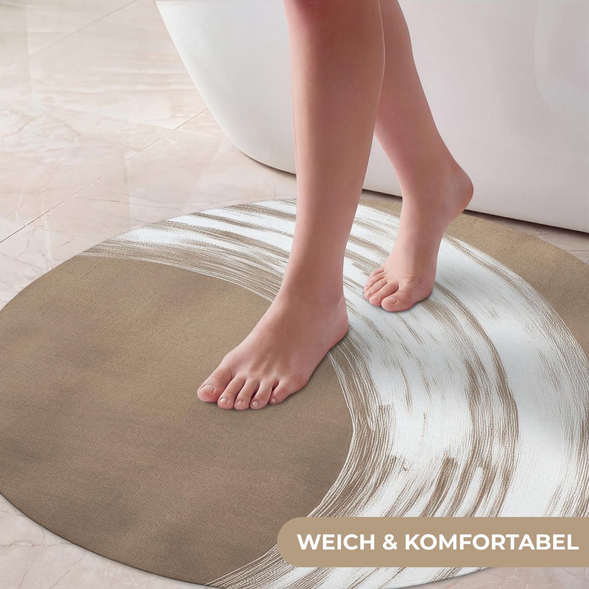 BADEMATTE Farbe - Braun - Japandi Badvorleger 70x70 cm - Mokka, Textil (70/70cm) - OnlyWow