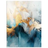 POSTER Abstrakt - Kunst - Gold - Blau Wandbilder 30x40 cm - Petrol, Papier (30/40/0.1cm) - MuchoWow