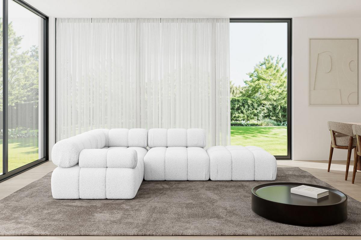 ECKSOFA modulares Sofa Felto-L1 - 285x190x70 cm Weiß Bouclé - Weiß, Holzwerkstoff/Textil (285/190cm) - ALTDECOR