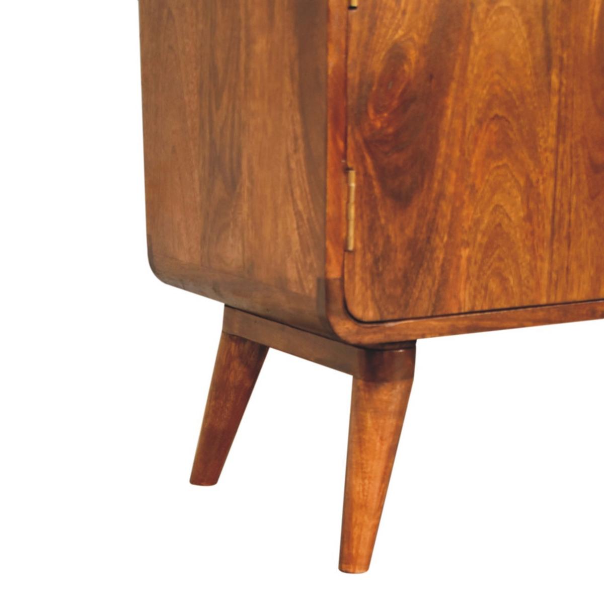 SCHRANK Geschwungener nordischer Charme, Braun - Messingfarben/Braun, Mangoholz/Holz (35/96/75cm) - Artisan Furniture