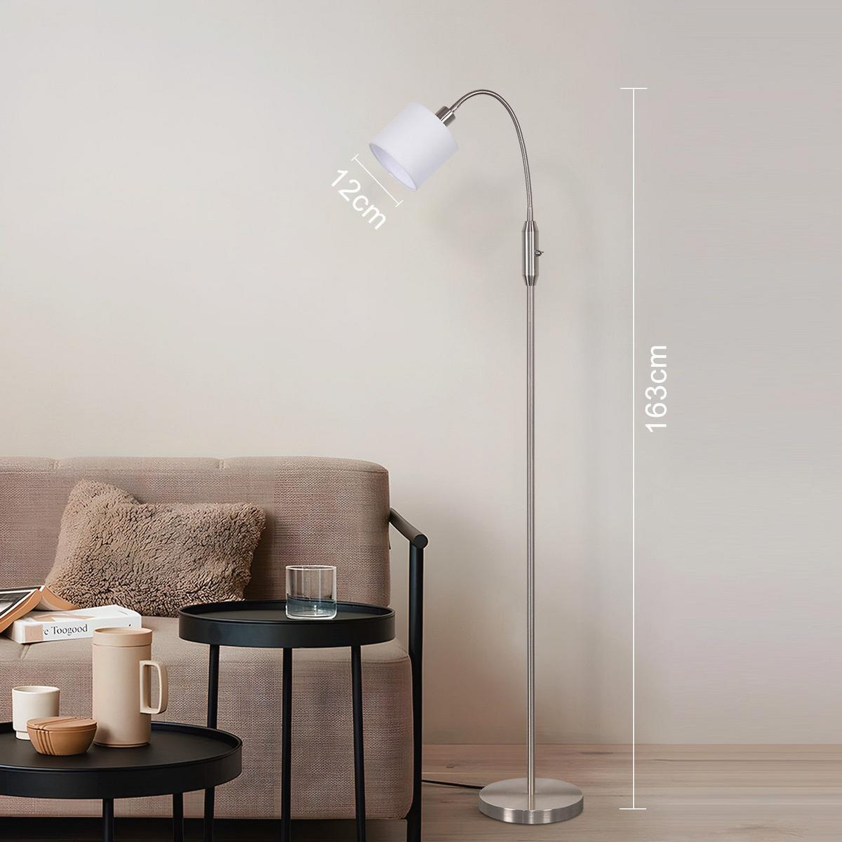 STEHLAMPE Seraphina 12/12/163 cm - Silberfarben, Textil/Metall (12/12/163cm) - ZMH