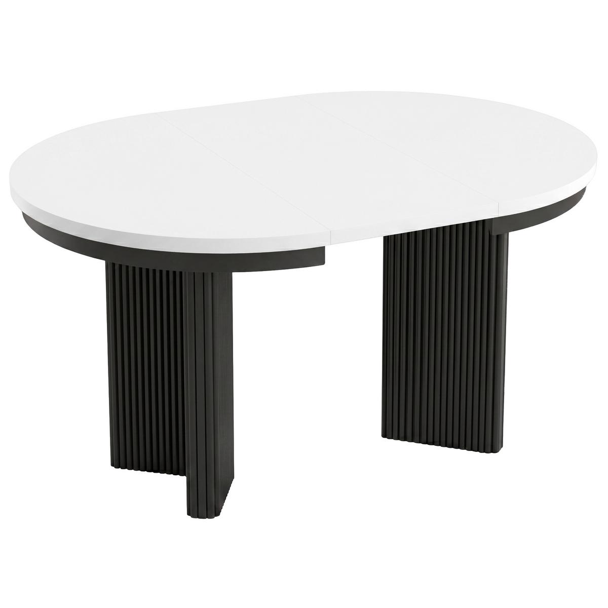 ESSTISCH Prestige runder Design-Tisch, ausziehbar Ø 100–180 cm, Weiß+Schwarz - Schwarz/Weiß, Metall (100/100/77cm) - Beautysofa