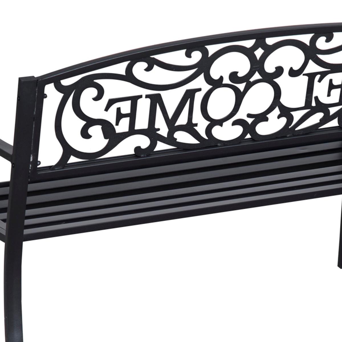 GARTENBANK, 127cm x 60cm x 87cm, Eisen, pulverbeschichtet, Schwarz - Schwarz, Metall (60/87/127cm) - Outsunny