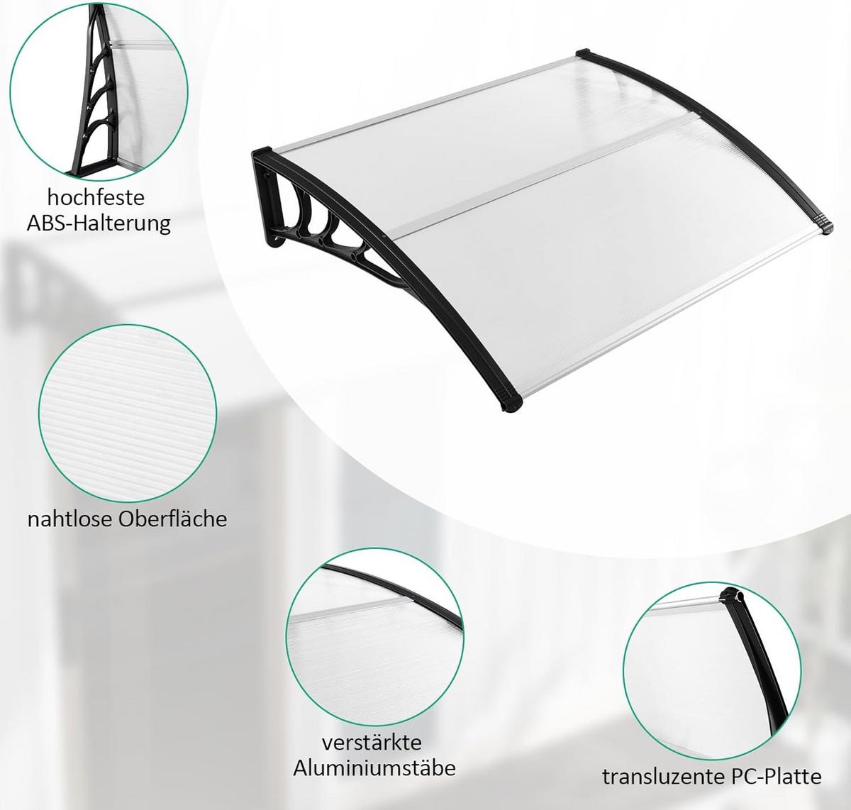 HAUSTÜRVORDACH Transparent - Transparent, Kunststoff (122/28/99cm) - COSTWAY