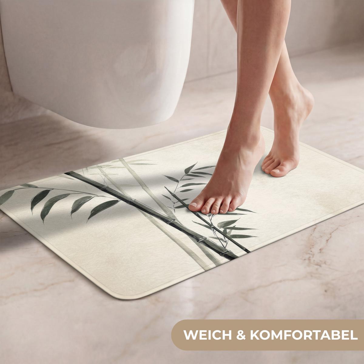 WC-VORLEGER Japandi - Bambus - Beige Toilettenvorleger 60x40 cm - Ecru, Textil (60/1cm) - OnlyWow