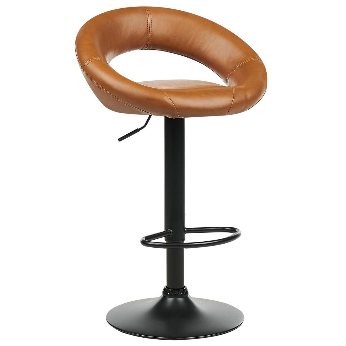 BARHOCKER 2er-Set Kunstleder goldbraun/schwarz höhenverstellbar Peoria - Schwarz/Braun, Kunststoff (53/79/48cm) - Beliani
