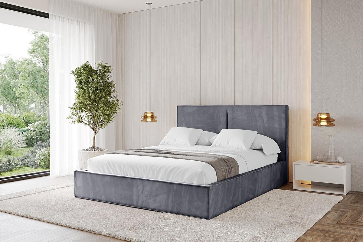 POLSTERBETT mit Bettkasten und Lattenrost, Boxbett ohne Matratze - EMMI 180x200 Dunkelgrau - Dunkelgrau, Holzwerkstoff/Textil (180/200cm) - ALTDECOR